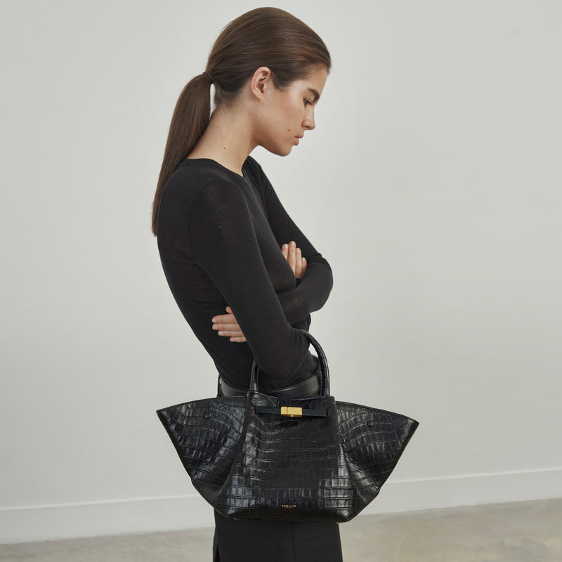 The Midi New York Black Croc-Effect