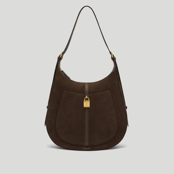 The Siena Hobo Mocha Suede & Mocha Small Grain