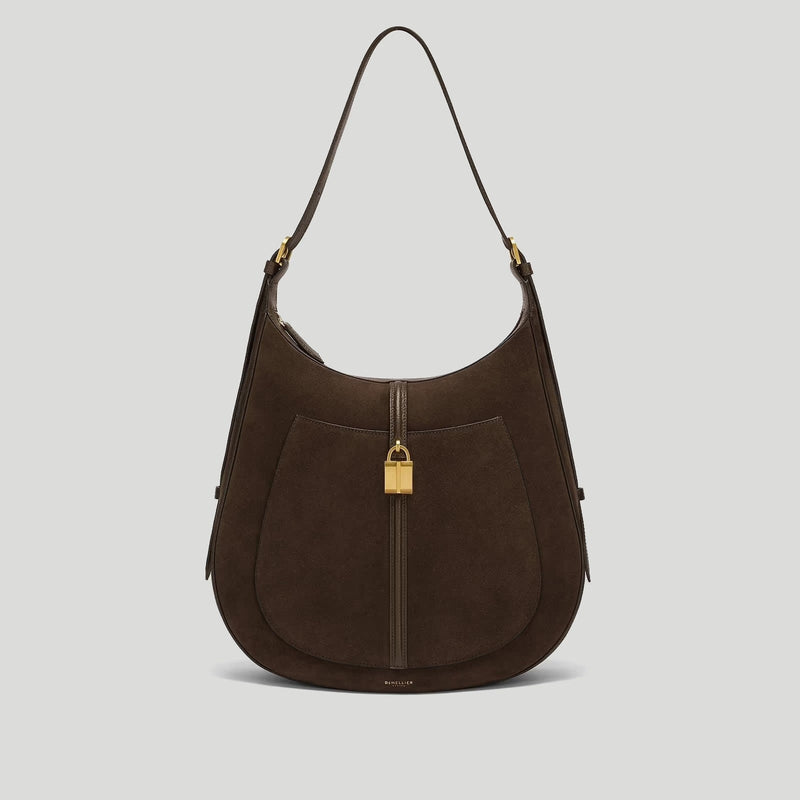 The Siena Hobo Mocha Suede & Mocha Small Grain