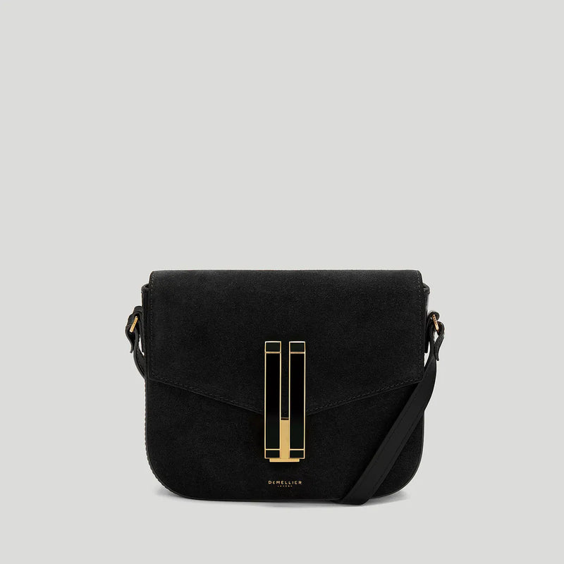 The Small Vancouver Black Suede & Black Smooth Enamel Lock