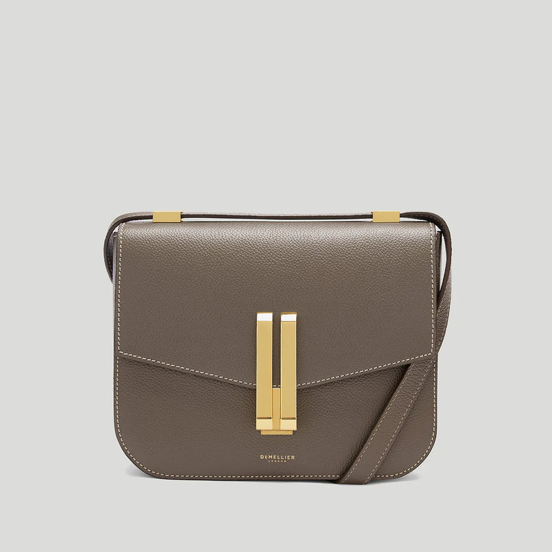 The Vancouver Dark Taupe Small Grain Ecru Stitching